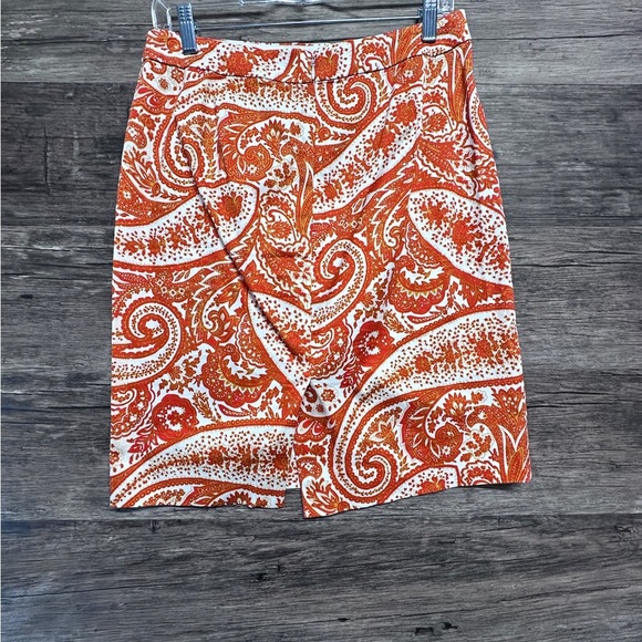 J. Crew Orange and White Knee-Length Pencil Skirt - Picture 6 of 8